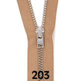 Broekrits metaal | zilver fijn | 12 cm | YKK | 203 tan Rits RITS - BROEK - SILVER - 4.5 - 12CM - 203 - TAN